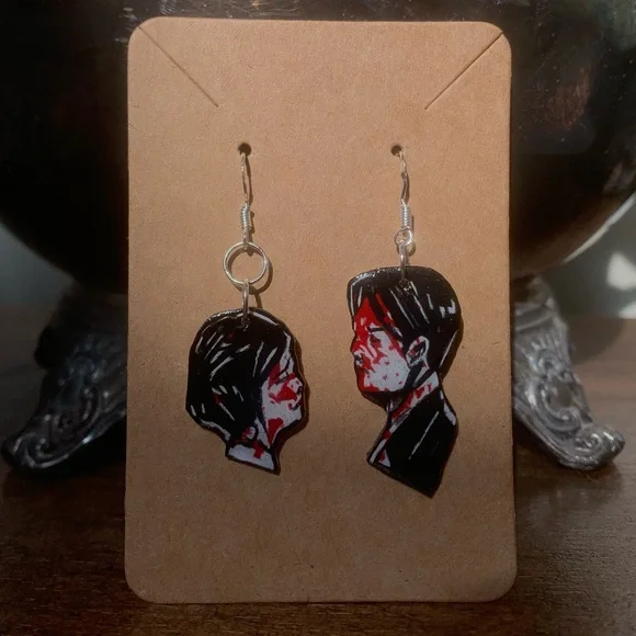 Handmade MCR inspired shrinky dink earrings - Picture 1 of 3